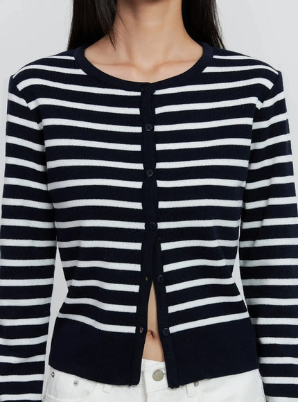 Striped Button-Up Cardigan IS515