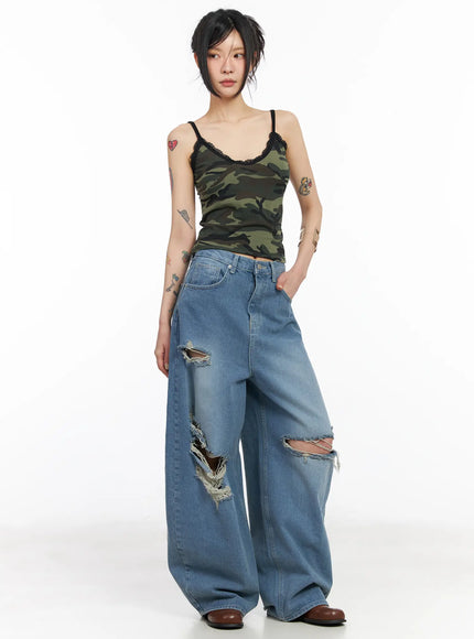 Lylah Ripped Wide Leg Jeans CM517