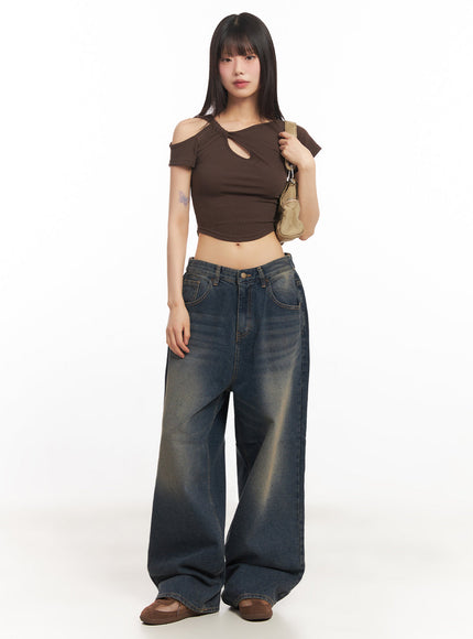 Asymmetric Cut-Out Crop Top IY502