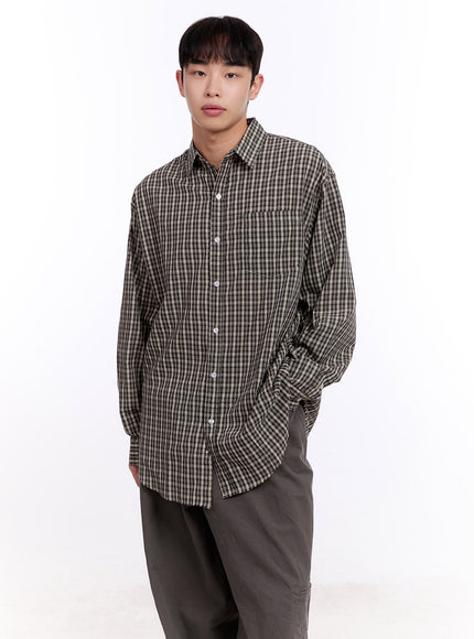 Men's Oversized Checkered Collared Shirt IM512