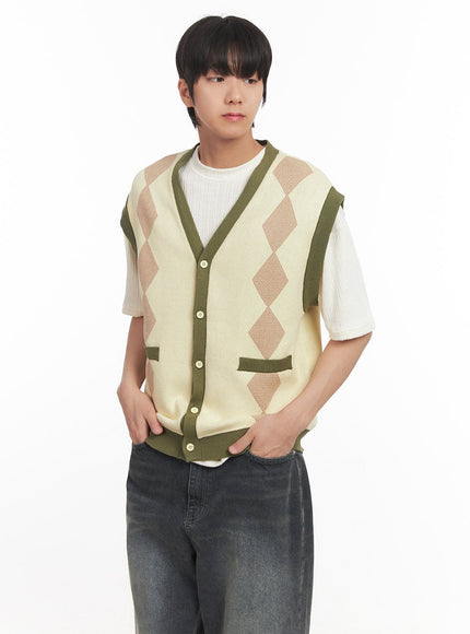Men's Argyle V-Neck Sweater Vest IA511