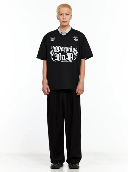 Men's Pleated Wide-Leg Pants IL511