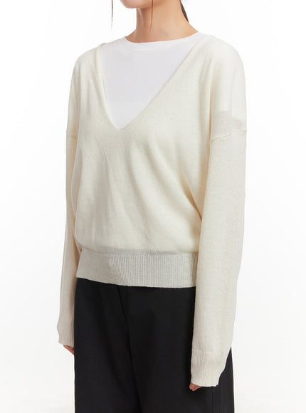 Loose-Fit V-Neck Sweater IM513