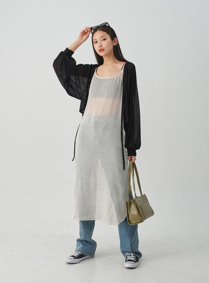 Wrinkle Sheer Cami Maxi Dress CJ08