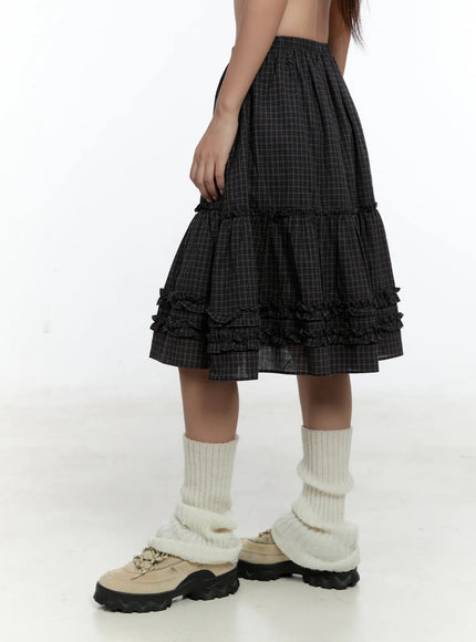 gingham-ruffle-layered-midi-skirt-cs517