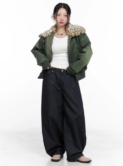 Cozy Faux Fur Collar Bomber Jacket CN514