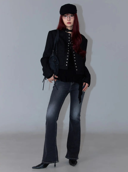 Tweed Snap Button Jacket CF527