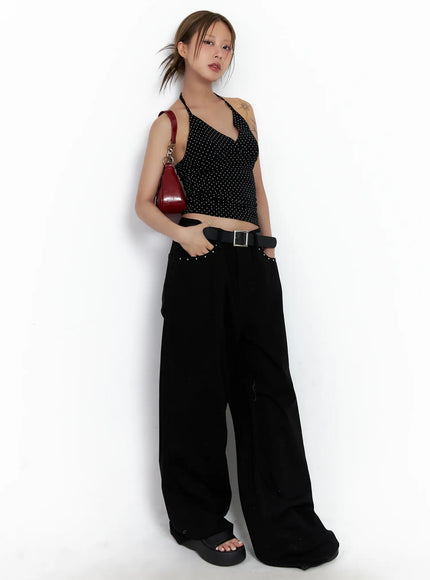 polka-dot-halter-v-neck-sleeveless-top-cl511