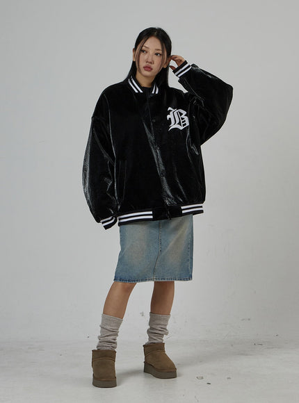 Faux Leather Oversized Graphic Jacket Unisex CD27