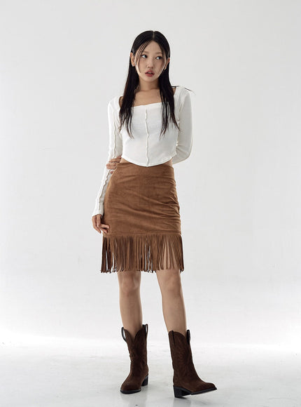 Square Neck Crop Long Sleeve Shirt CG16