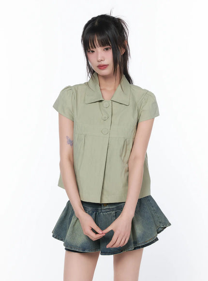 Tailored Button-Up Short Sleeve Shirt CA528