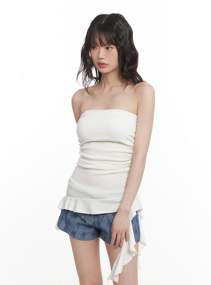 Asymmetric Frill Tube Top CM520