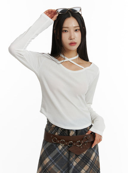 halter-neck-long-sleeve-top-cf401