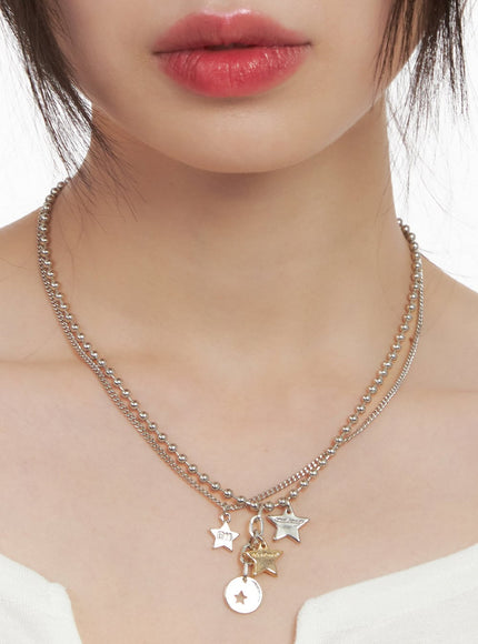 Three-Star Two-Row Necklace CJ502