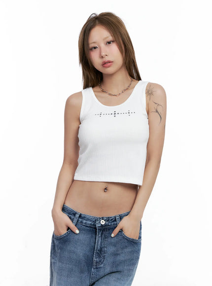 Studded Ribbed Tank Top CL514