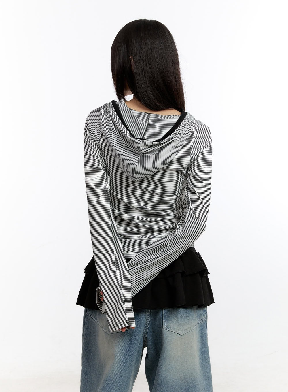 button-stripe-hoodie-top-ca508