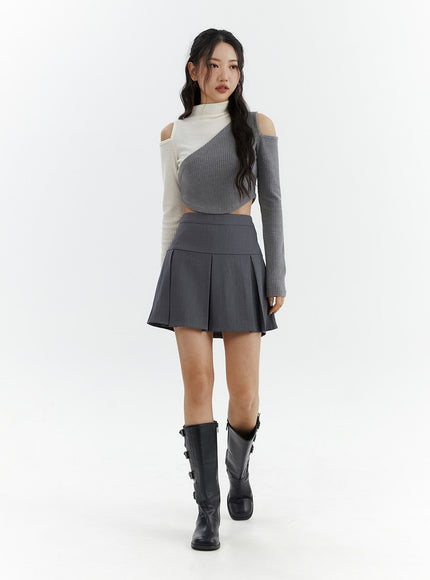 solid-pleated-mini-skirt-cj425