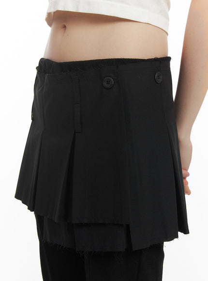 Pleated Buttoned Mini Skirt CF519