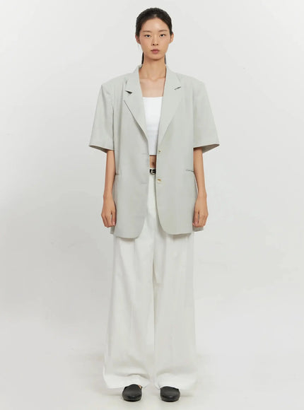 Short-Sleeve Blazer Jacket IL528