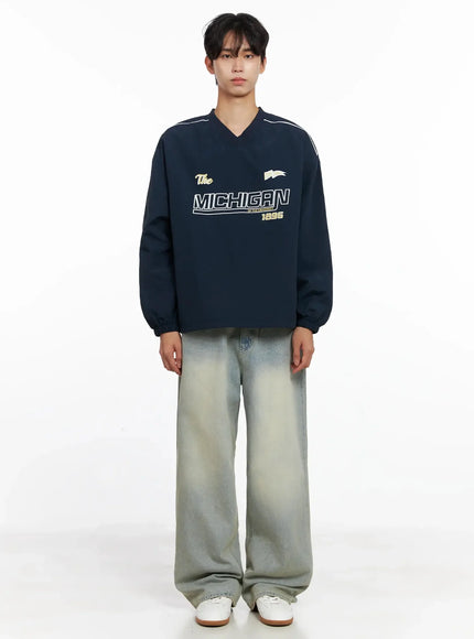 mens-v-neck-lettering-windbreak-pullover-io517