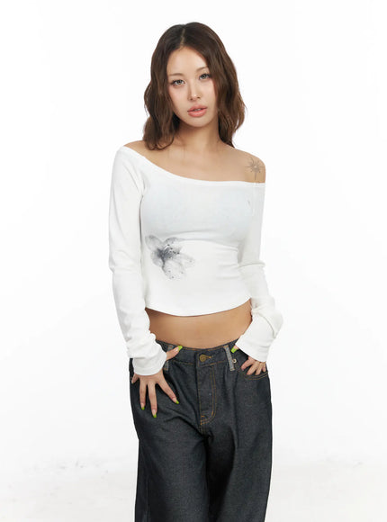 floral-off-shoulder-long-sleeve-crop-top-cf512