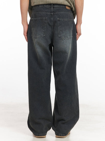 Men's Washed Wide-Leg Jeans IA511