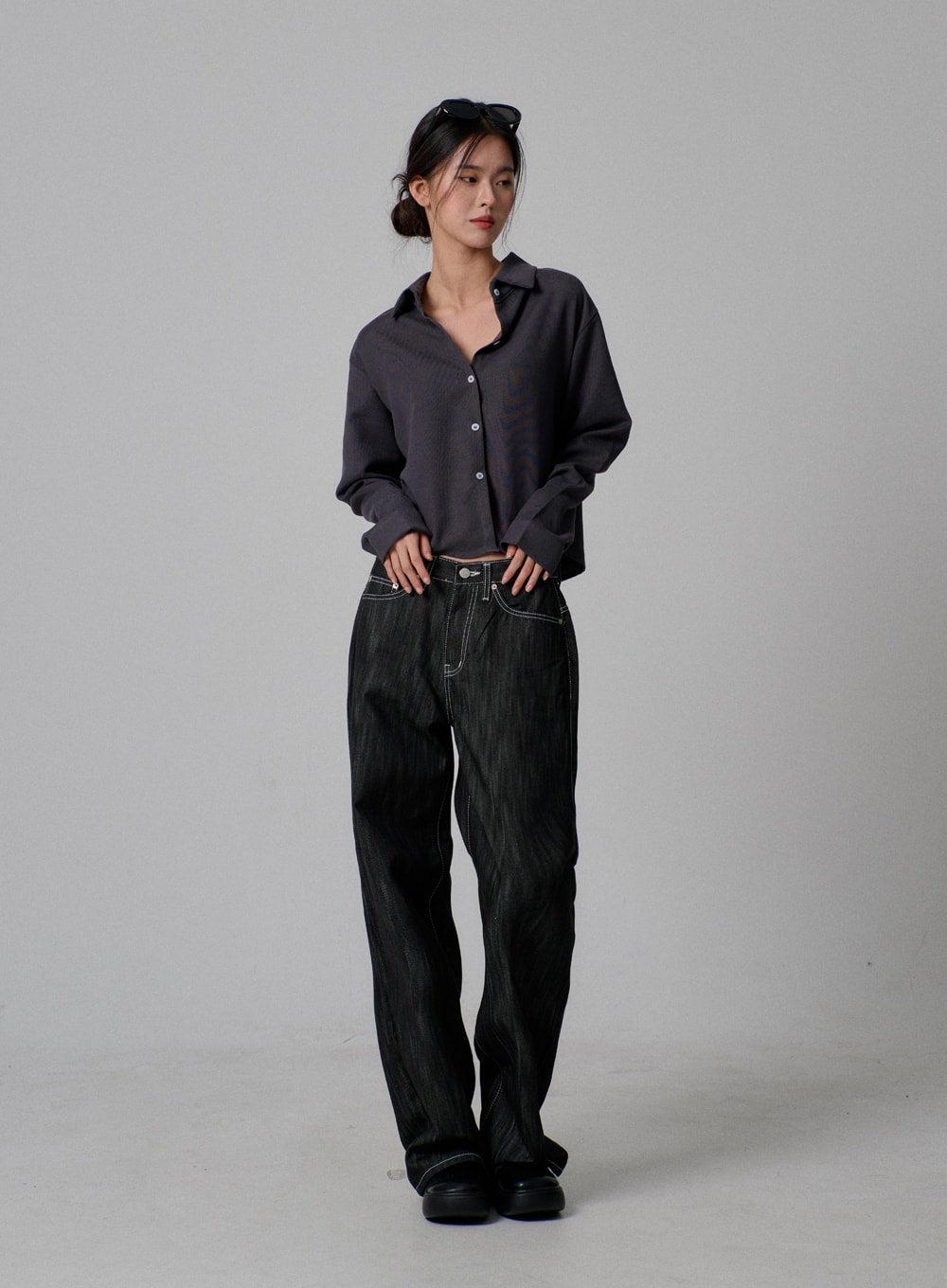 Dark Wash Baggy Jeans IJ313