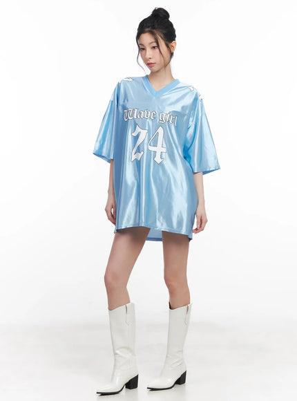 Graphic V-Neck Jersey Top CU510