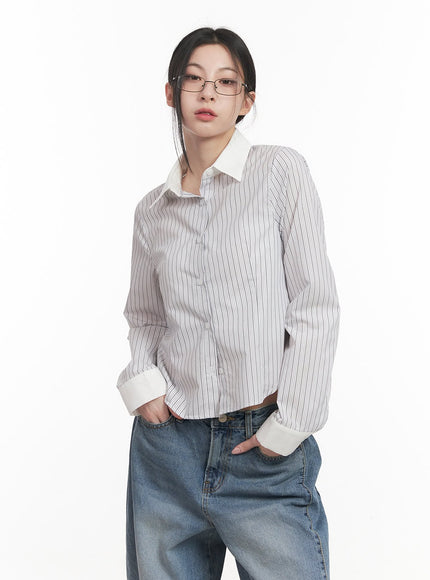 Slim-Fit Collared Striped Button Down CF514