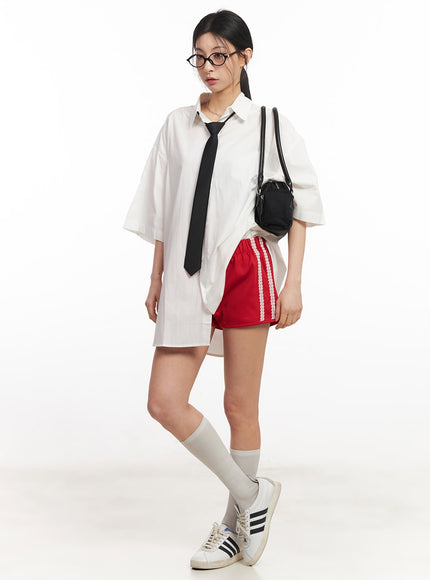 Lace-Trim Striped Shorts CA514