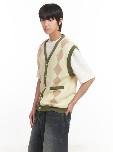 Men's Argyle V-Neck Sweater Vest IA511