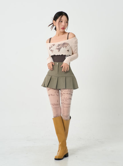 Semi Pleated Mini Skirt IO12