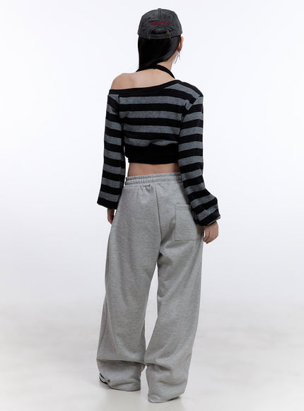 Striped Crop Knit Sweater CJ509