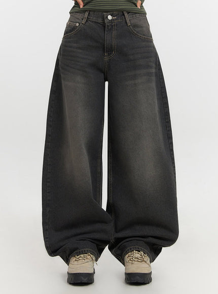 Skyla Washed Wide-Leg Baggy Jeans IF511