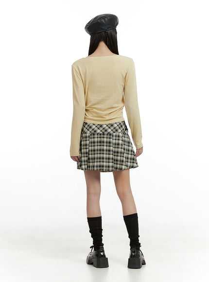 checkered-pleated-mini-skirt-cl425