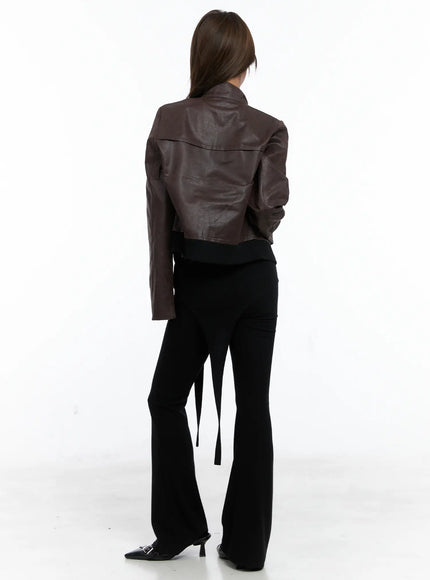 Studded Leather Cropped Jacket CS505