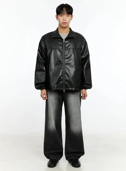 Men's Oversized Faux Leather Jacket IN506