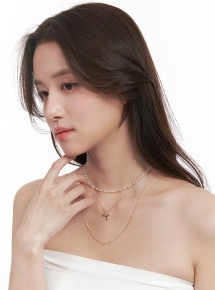 Baron Three-Line Ribbon Necklace IJ516