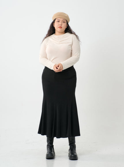 Plus Mermaid Line Long Bending Skirt IO06