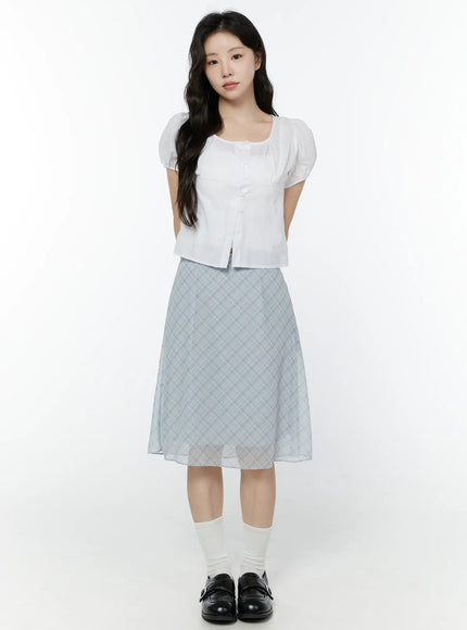 puff-sleeve-shirred-button-blouse-iy507
