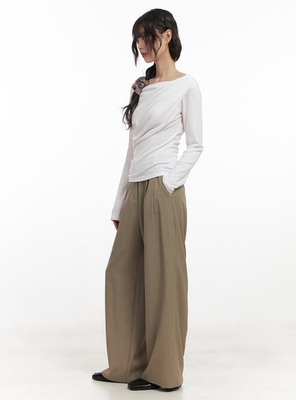 Pintuck Relaxed-Fit Slacks CJ528