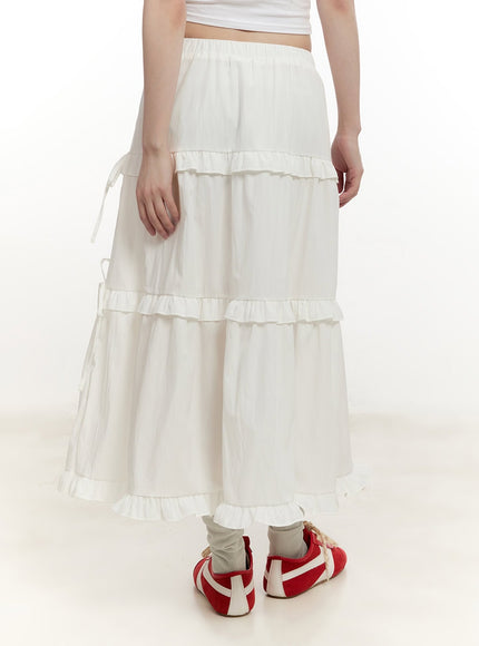 Ribbon Detail Tiered Maxi Skirt CM514