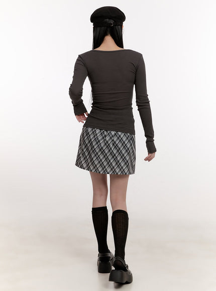 plaid-mini-skirt-cj531