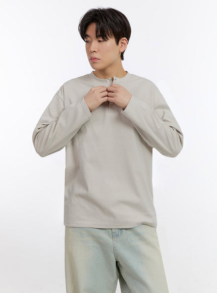 Men's Half-Buttoned Long-Sleeve T-Shirt IF528