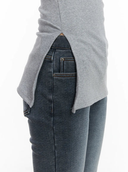 Off-Shoulder Slit Long Sleeve Top CD509