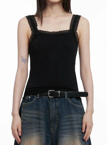 Lace-Trim Sleeveless Tank Top IL531