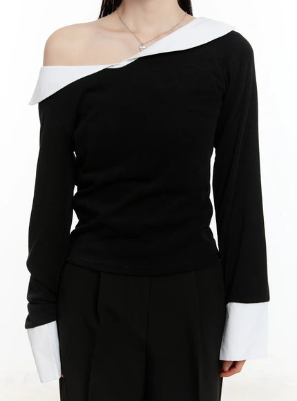 off-shoulder-contrast-long-sleeve-top-cm510