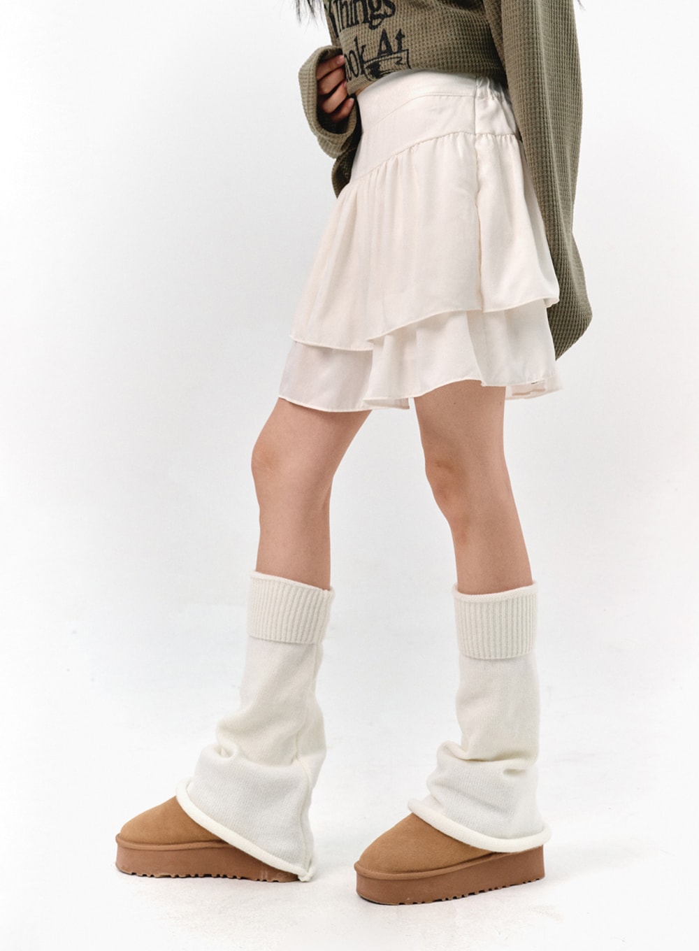 tiered-elastic-band-mini-skirt-is322