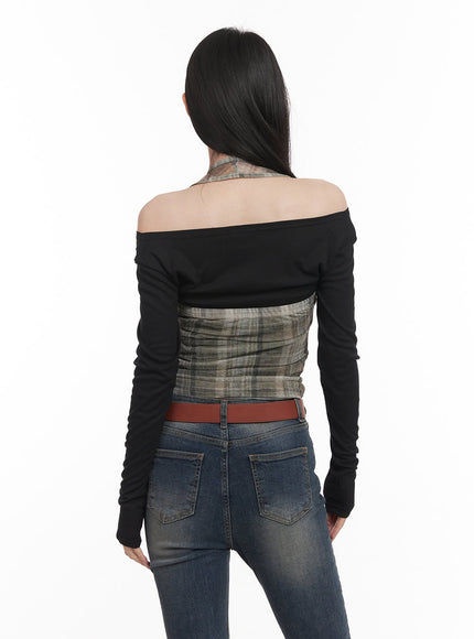 plaid-sheer-halter-top-cm517