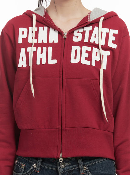 Patchwork Zip-Up Hooded Sweatshirt CF514